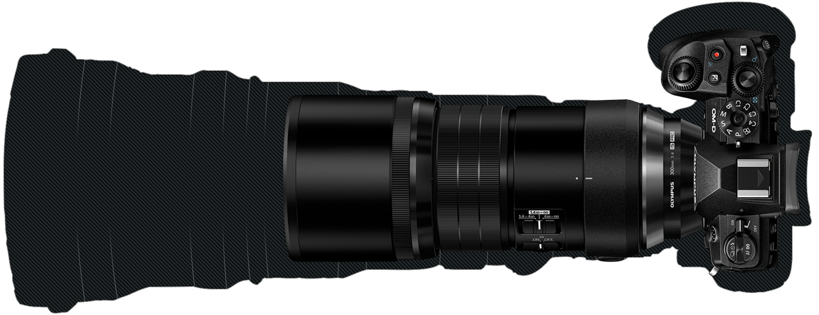 OM-D E-M1 Mark III + M.Zuiko Digital ED 300mm F4.0 IS PRO vs. full frame DSLR with equivalent focal length lens.